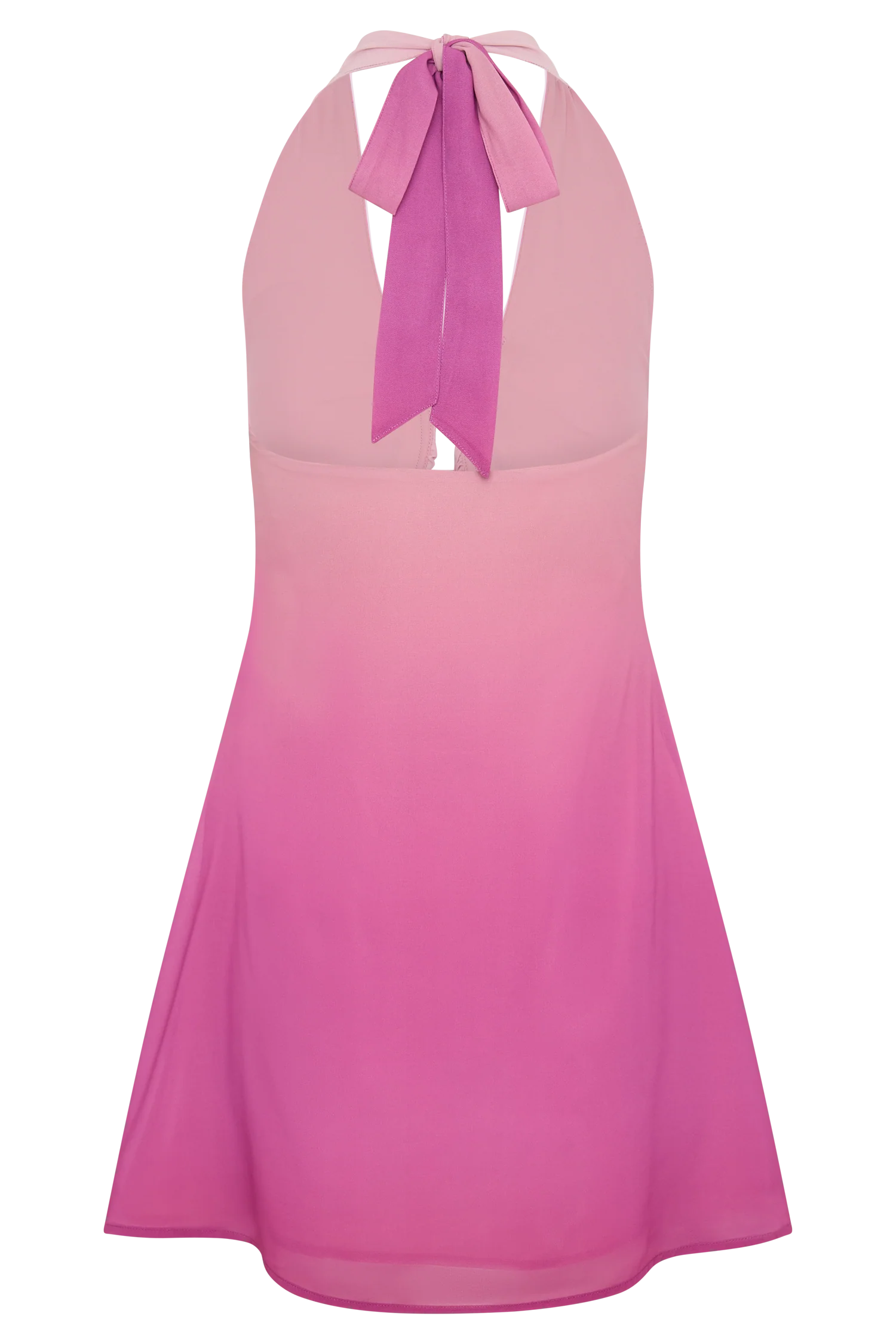Malakhai Chiffon Halter Mini Dress Ombre Pink