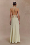 Dinah Lace And Satin Maxi Dress Lemon