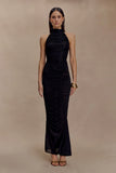 Matilda Ruched Mesh Maxi Skirt Black