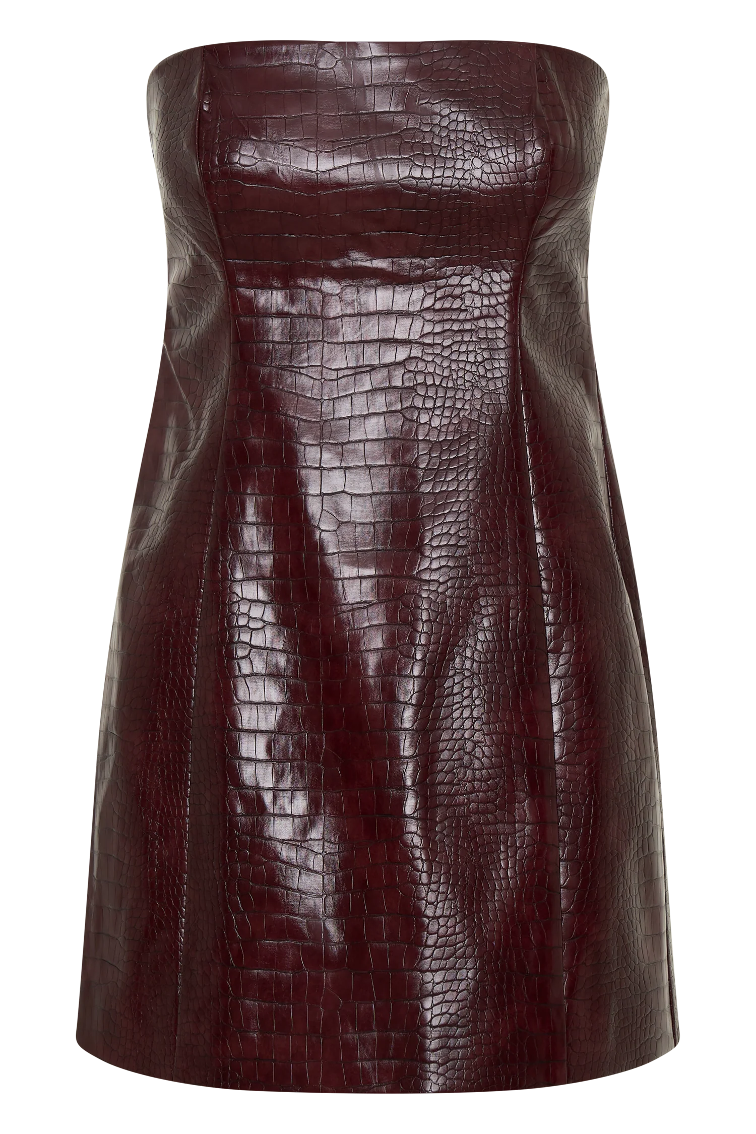 Anouk Faux Leather Strapless Mini Dress Merlot