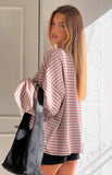 Lioness Bloom Muted Pastels Stripe Long Sleeve Top