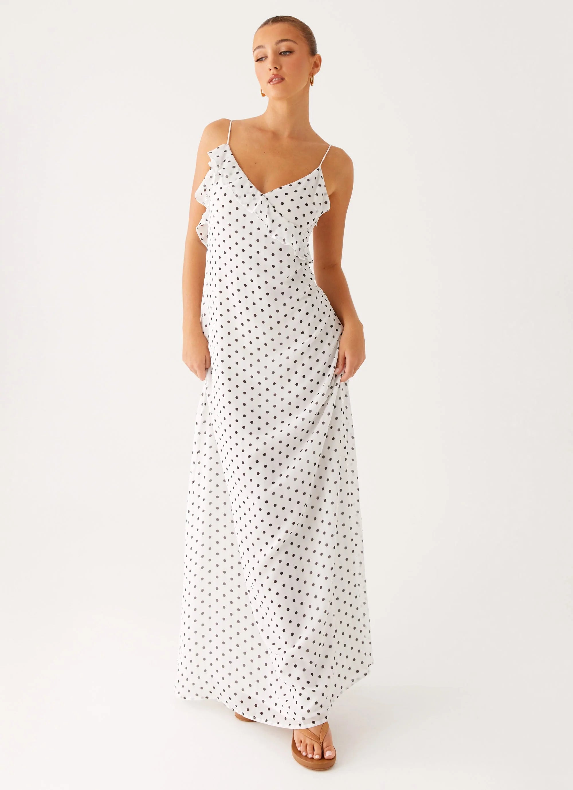 Harri Maxi Dress White Polka Dot
