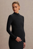 Alejandra Black Maternity Long Sleeve High Neck Maxi Dress