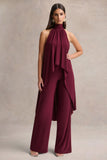 Jadzia Burgundy Halter Neck Jumpsuit