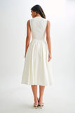 Keely Cotton Sleeveless Midi Dress White