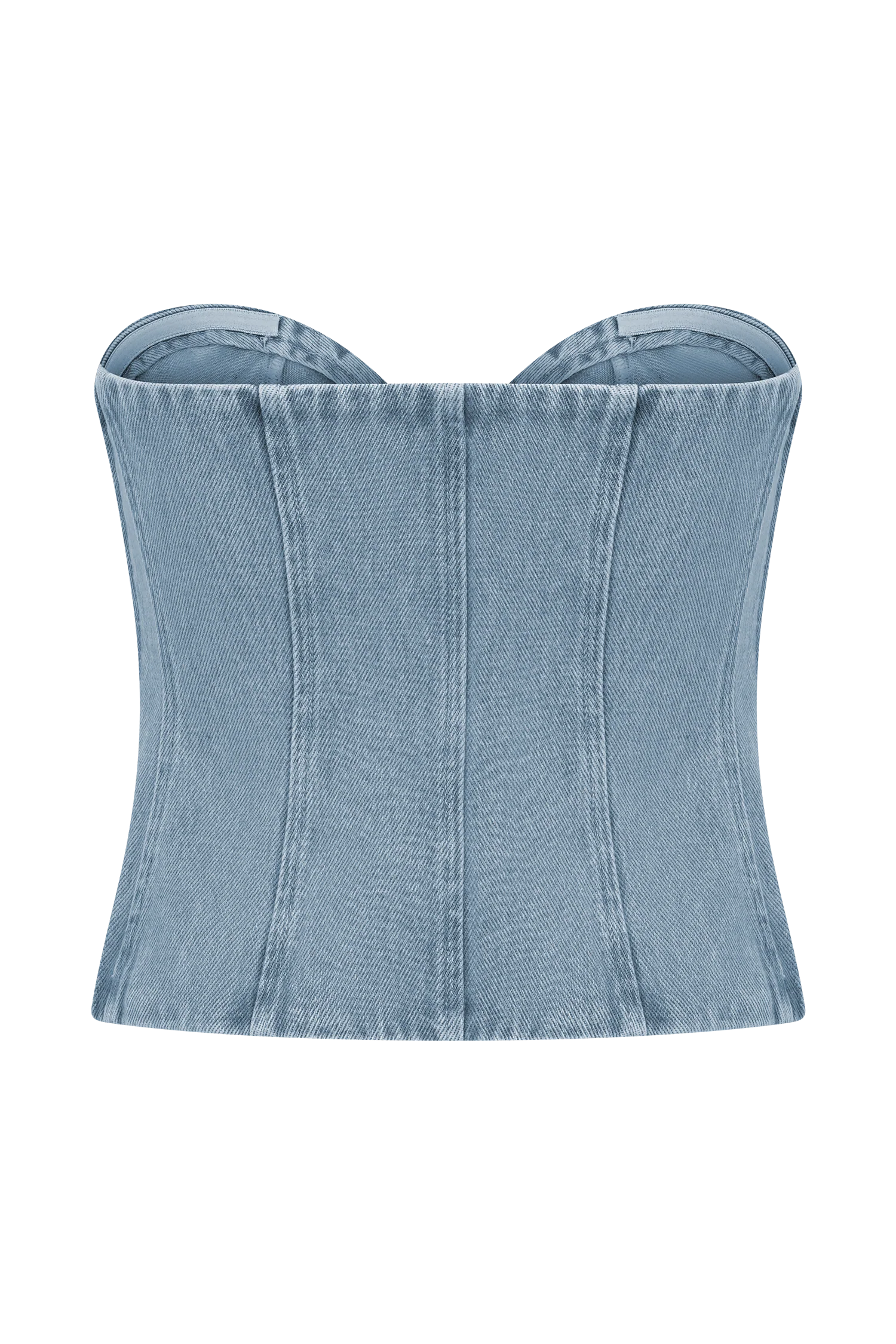 Tully Strapless Topstitch Denim Top 80S Blue