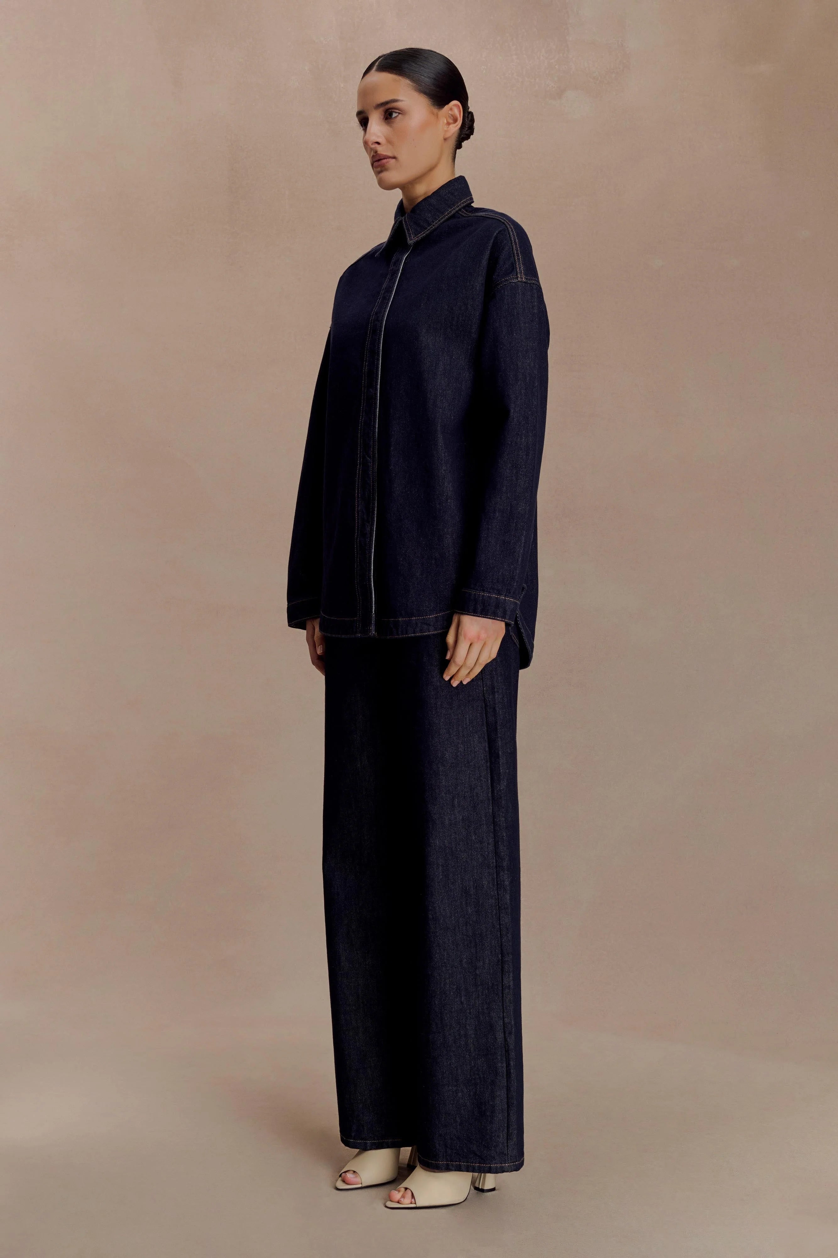 Lioda Oversized Denim Shirt Washed Indigo Blue