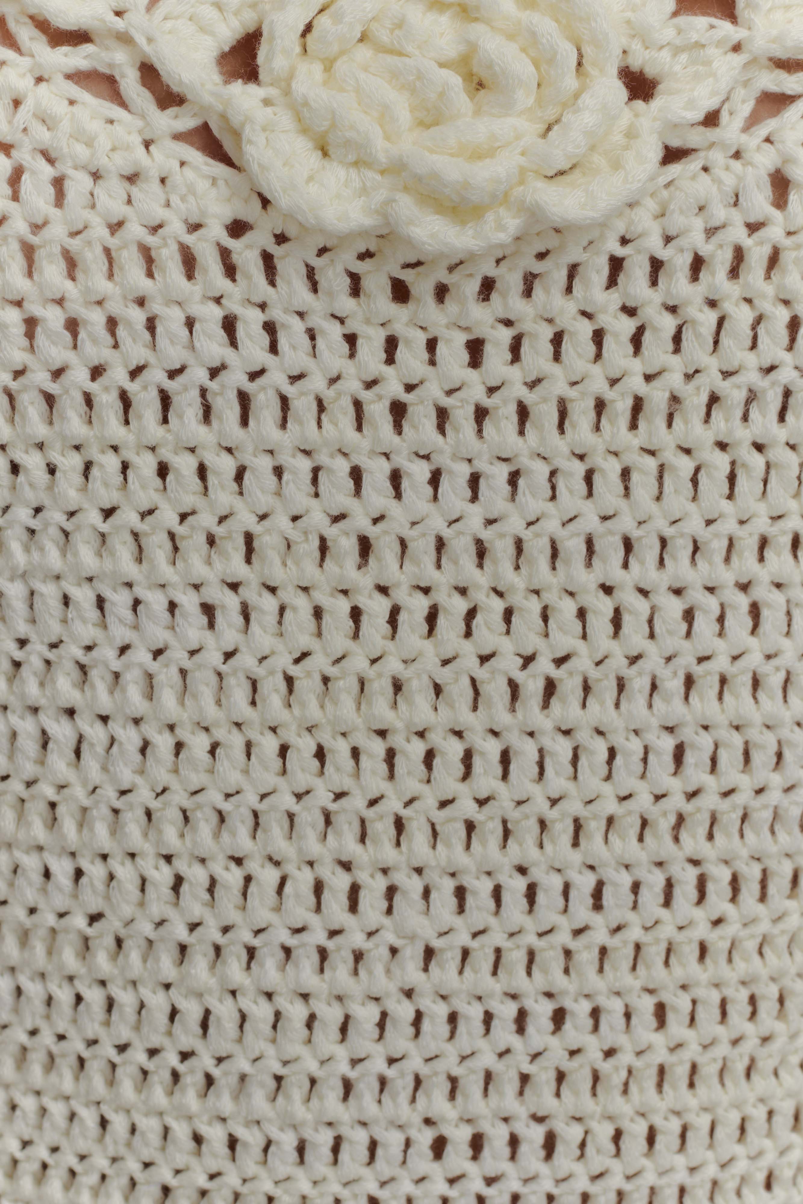 Liyah Floral Hand Crochet Mini Dress Ivory