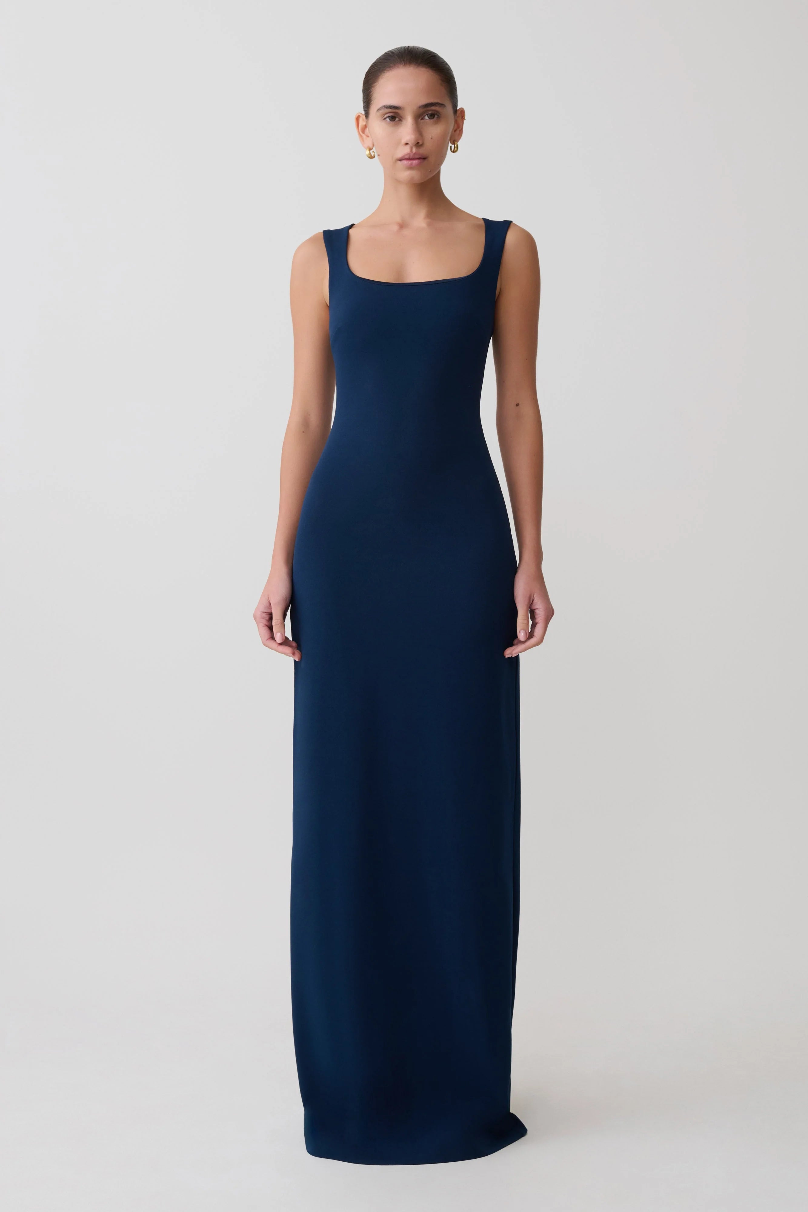 Rhea Detachable Cape Jersey Maxi Dress Navy