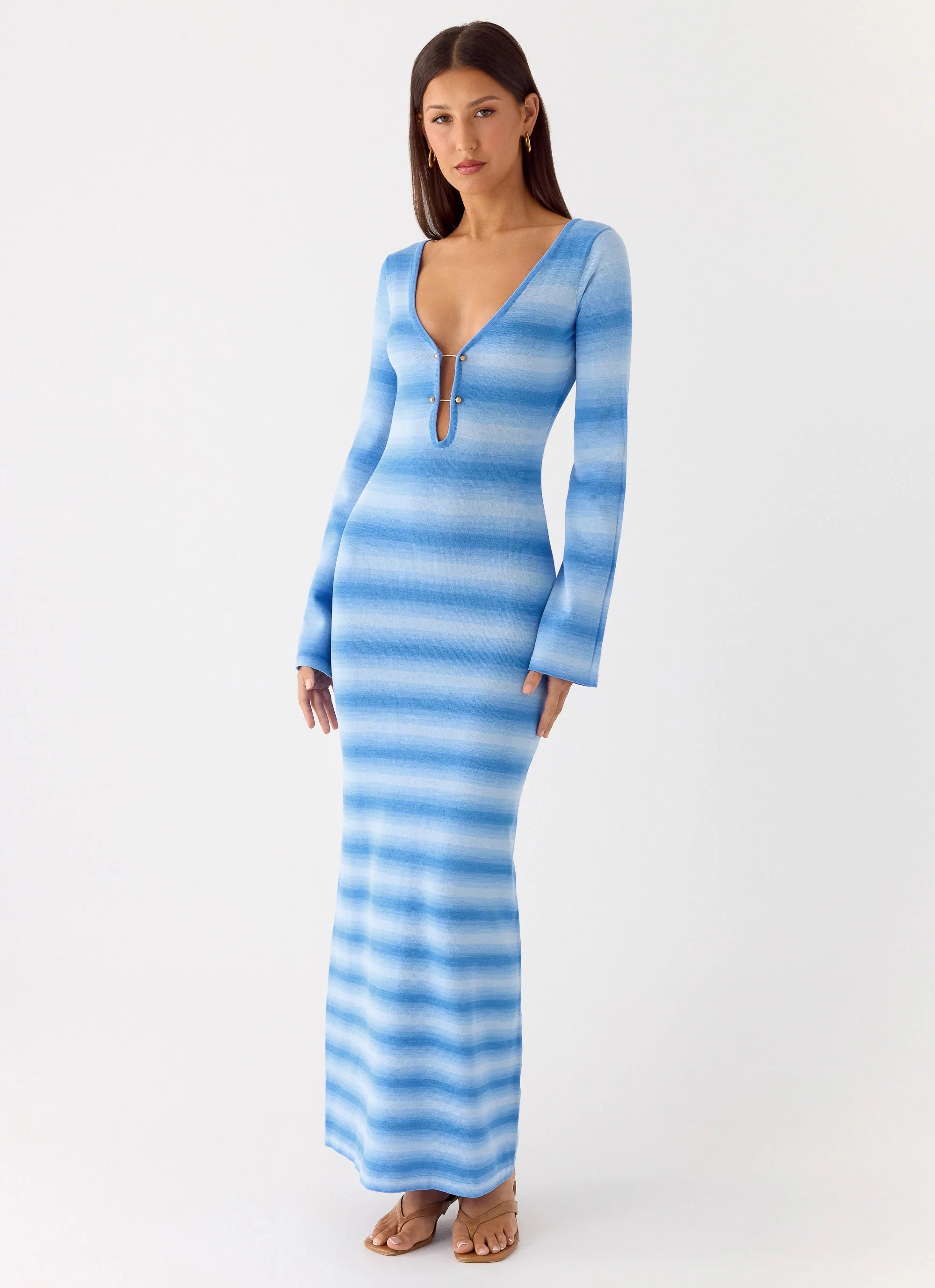 Late Night Calls Knit Maxi Dress Cerulean