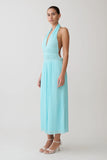 Thien Cowl Halter Midi Dress Blue