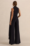 Renza Black High Neck Maternity Jumpsuit With Scarf Detail