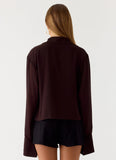 Annah Wrap Shirt Chocolate