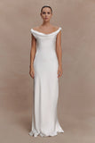 Ashley Cowl Neck Lace And Satin Maxi Dress Ivory