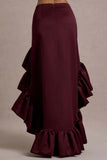 Ruby Merlot Satin High Low Maxi Skirt
