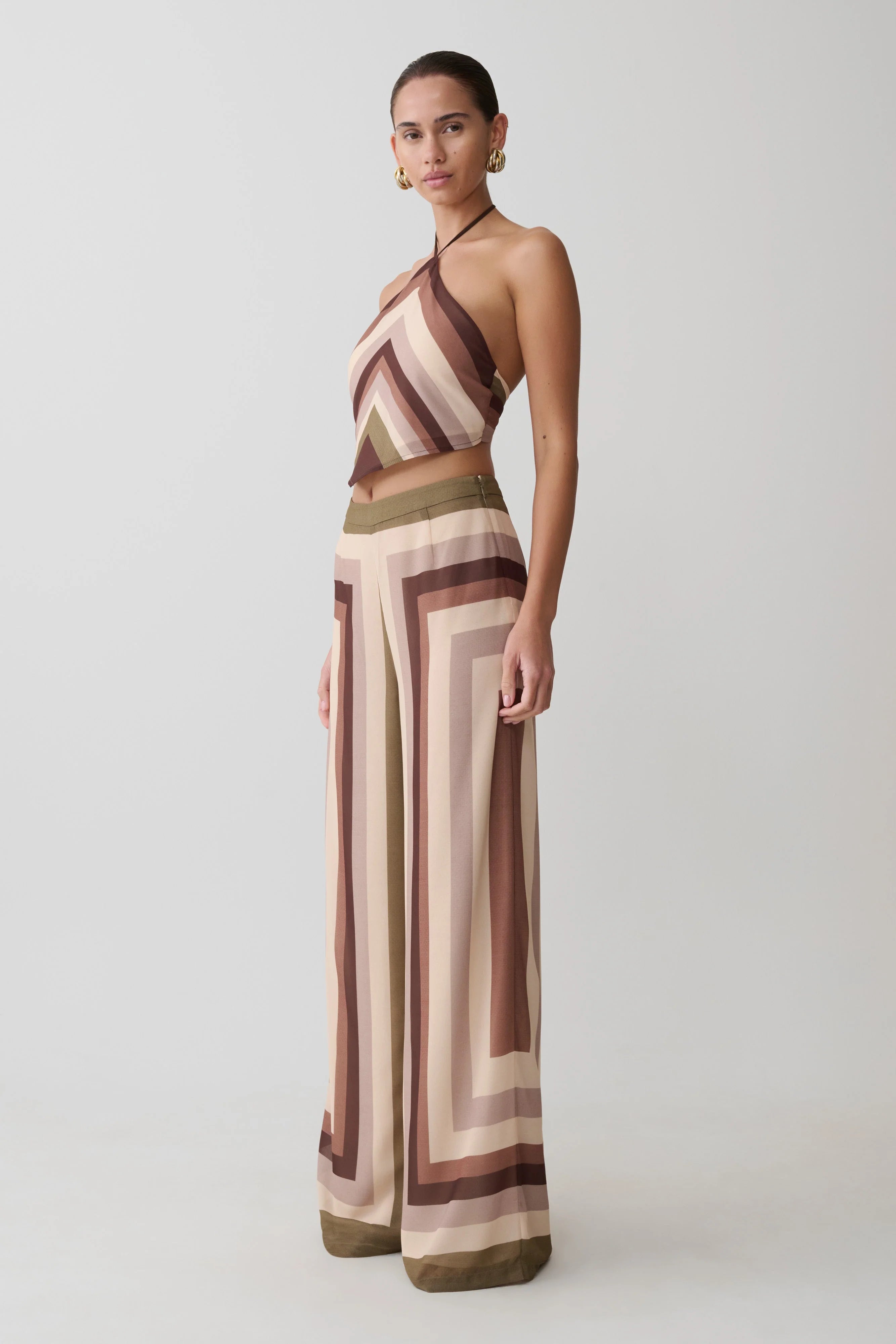 Thea Halter Chiffon Sleeveless Top Multi Stripe