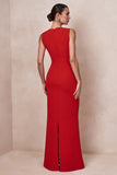 Astrelle Red High Neck Maxi Dress