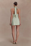 Nelly Halter Neck Cotton Mini Dress Sage
