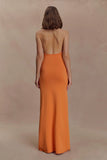 Elma Halter Knit Maxi Dress Orange