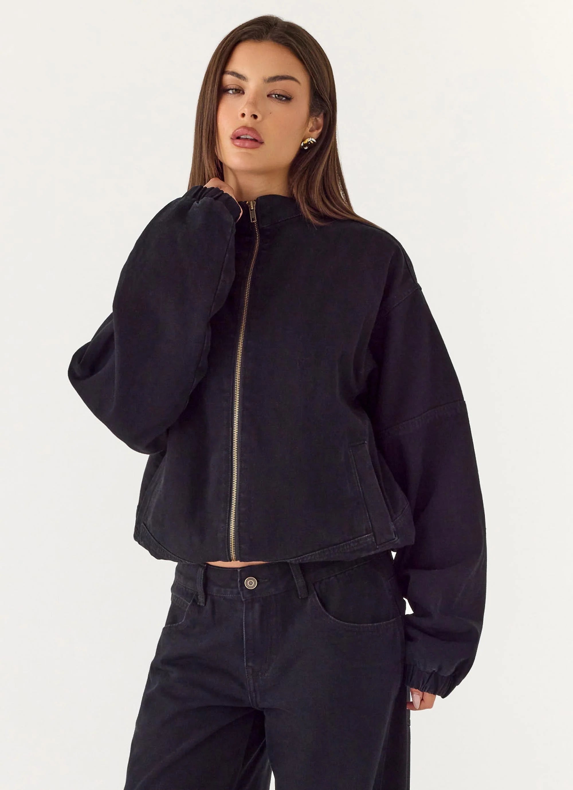 Waylon Denim Bomber Jacket Black