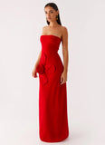 Hilton Strapless Maxi Dress Red