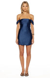 Zoella Tall Fit Navy Off The Shoulder Mini Dress