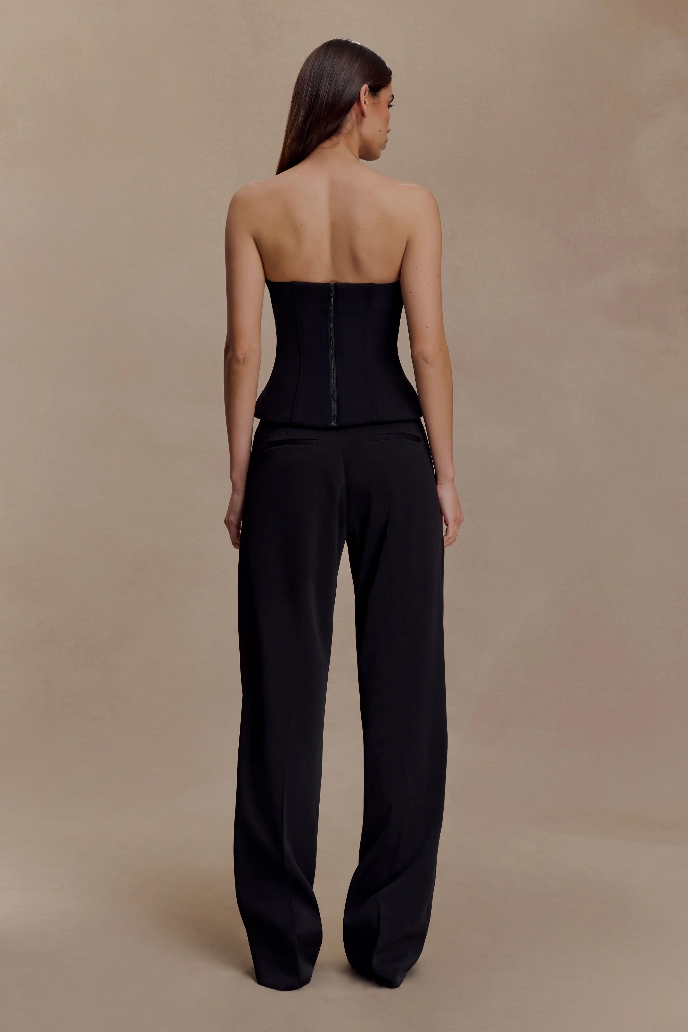 Fatima Satin Straight Leg Pant Black