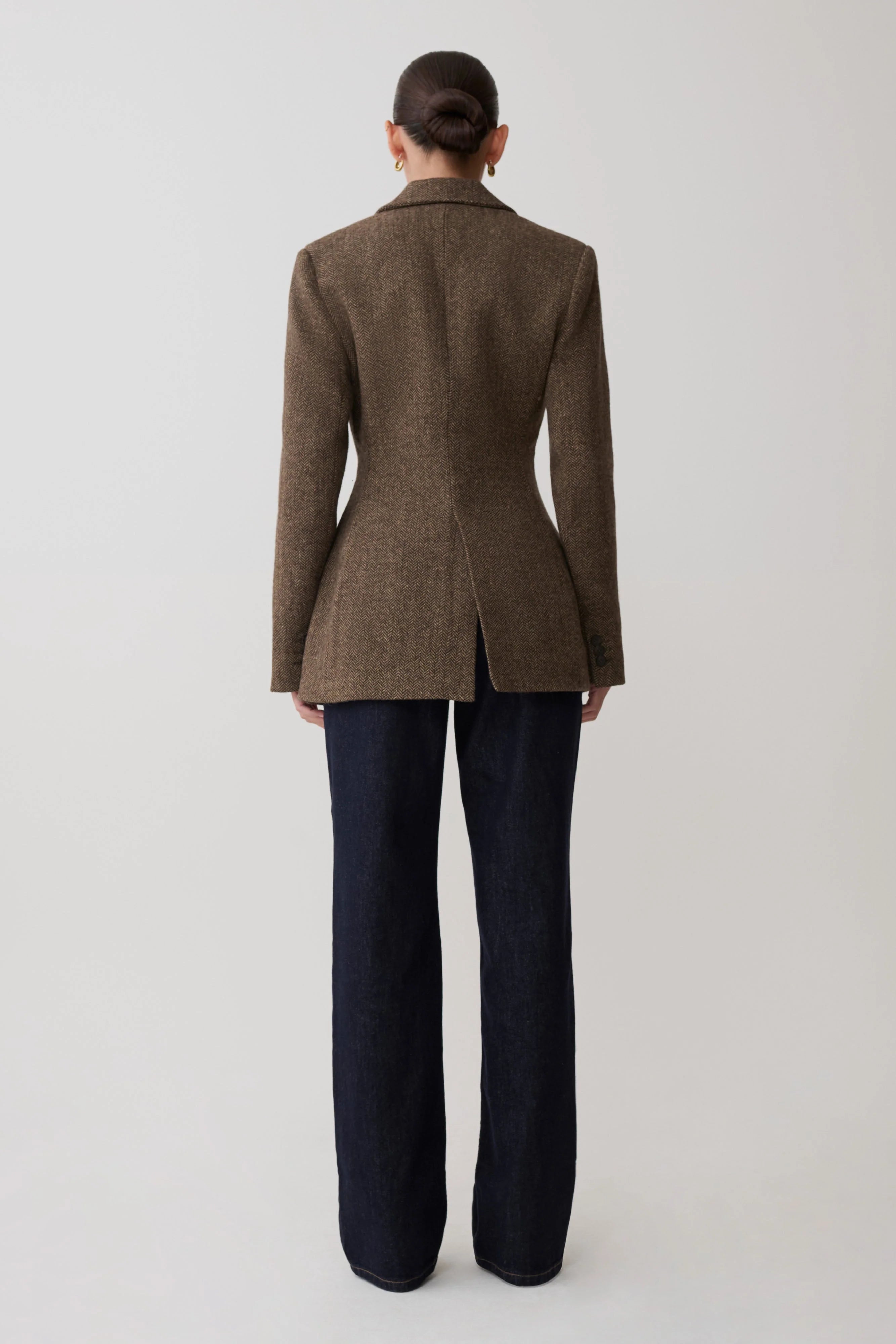 Romy Structured Blazer With Hardware Herringbone