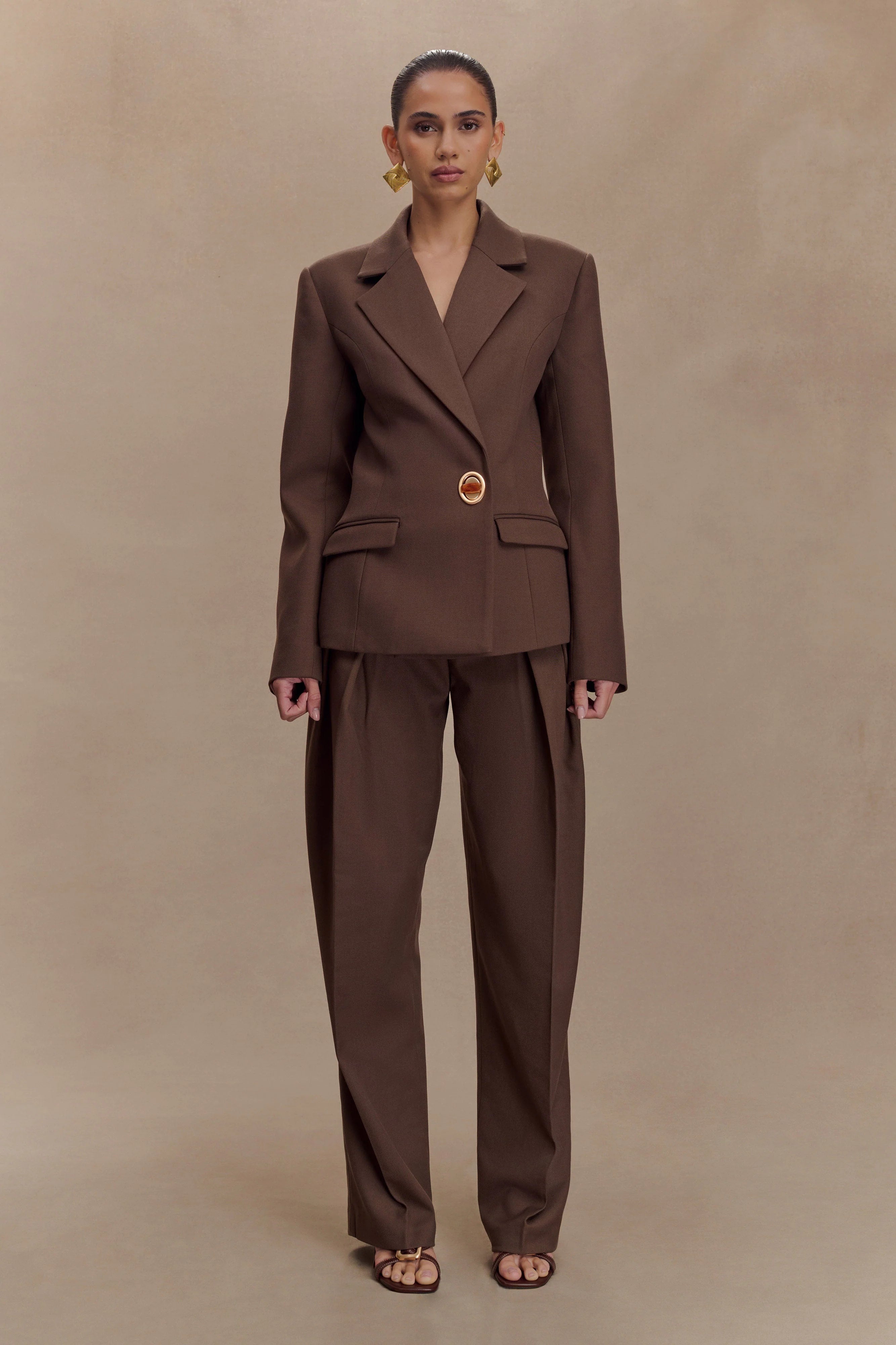 Max Cinched Waist Blazer Chocolate
