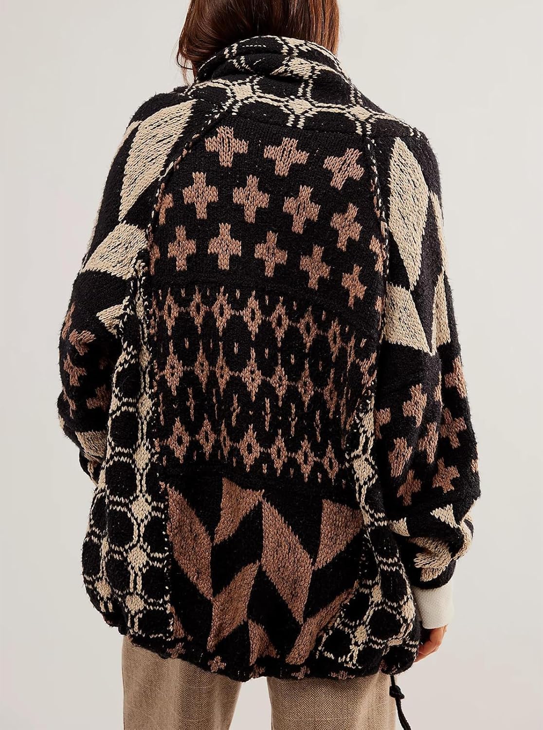 Women Cardigan Sweater Shawl Collar Button Down Oversized Sweaters Boho Fall Coat
