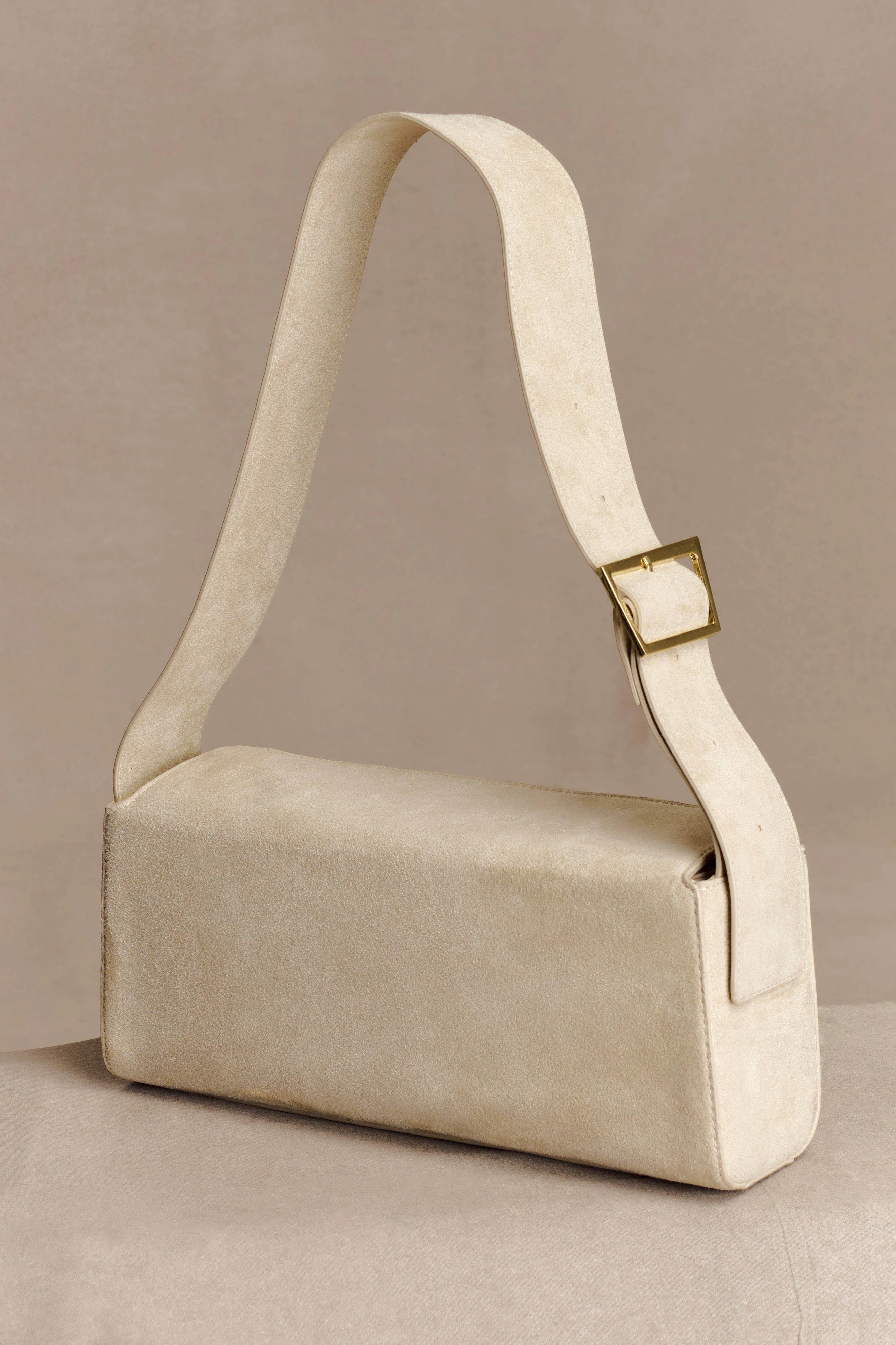 Maria Faux Suede Shoulder Bag Stone