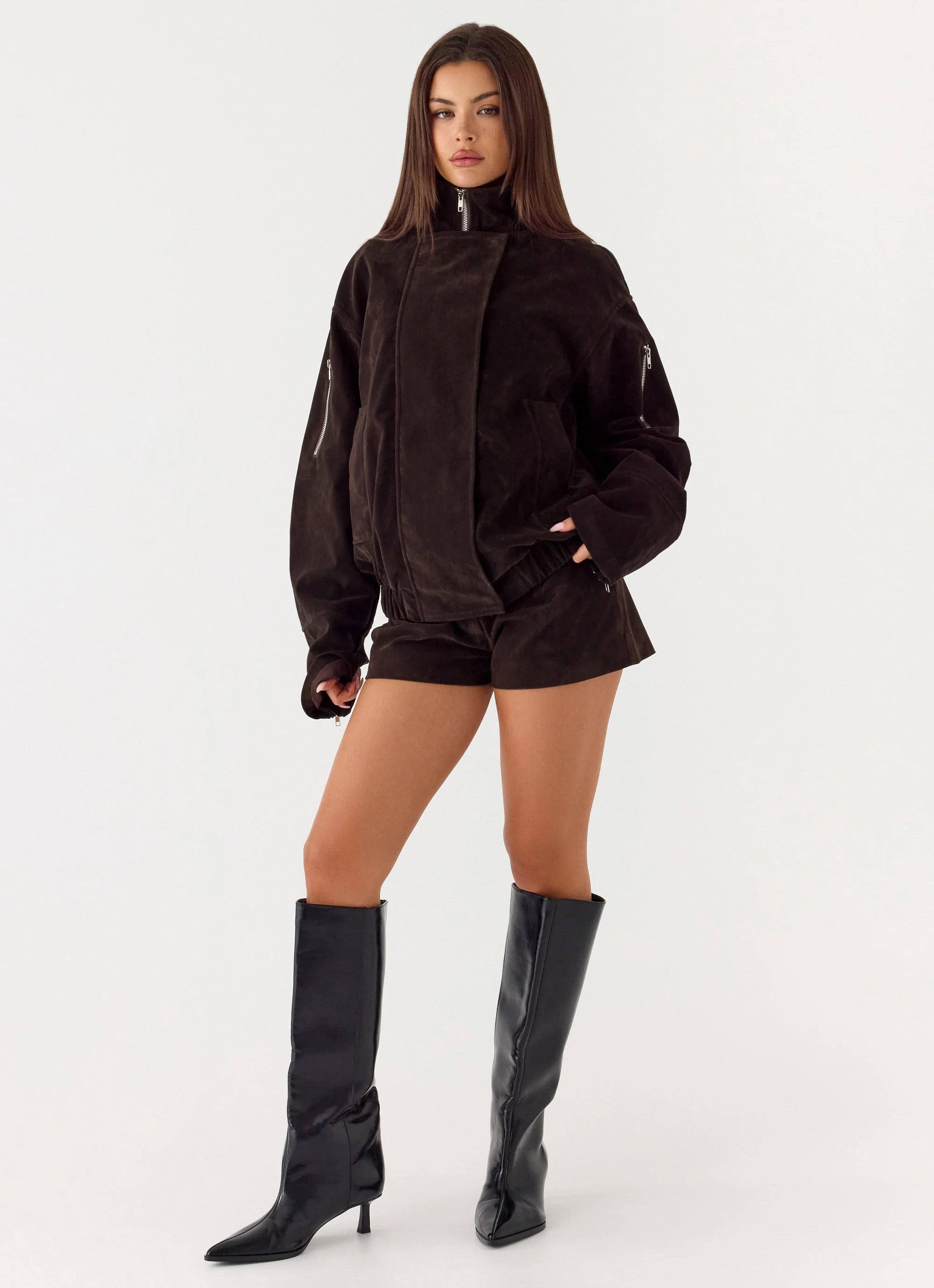 Marlow Faux Suede Jacket Chocolate
