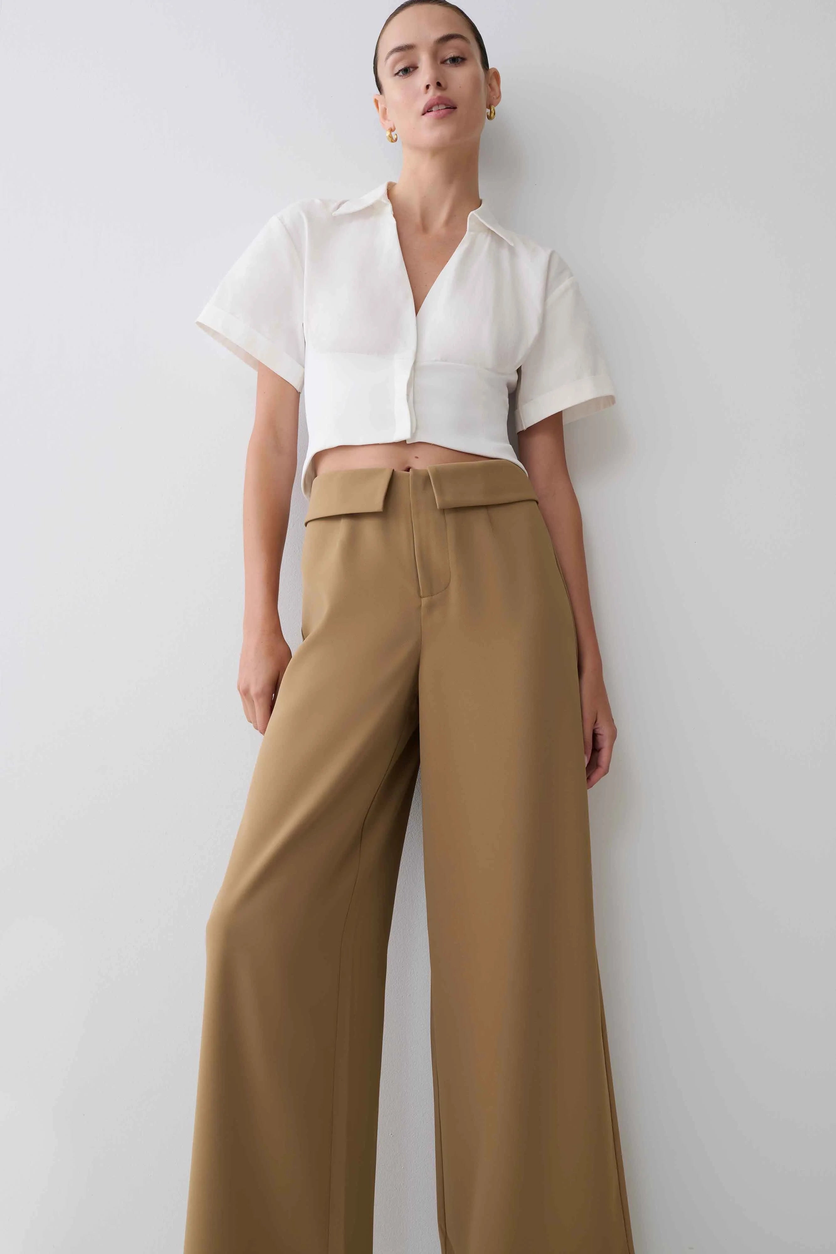 Tanya Wide Leg Suiting Pants Camel