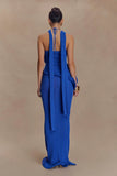 Caprice Halter Knit Maxi Dress Cobalt