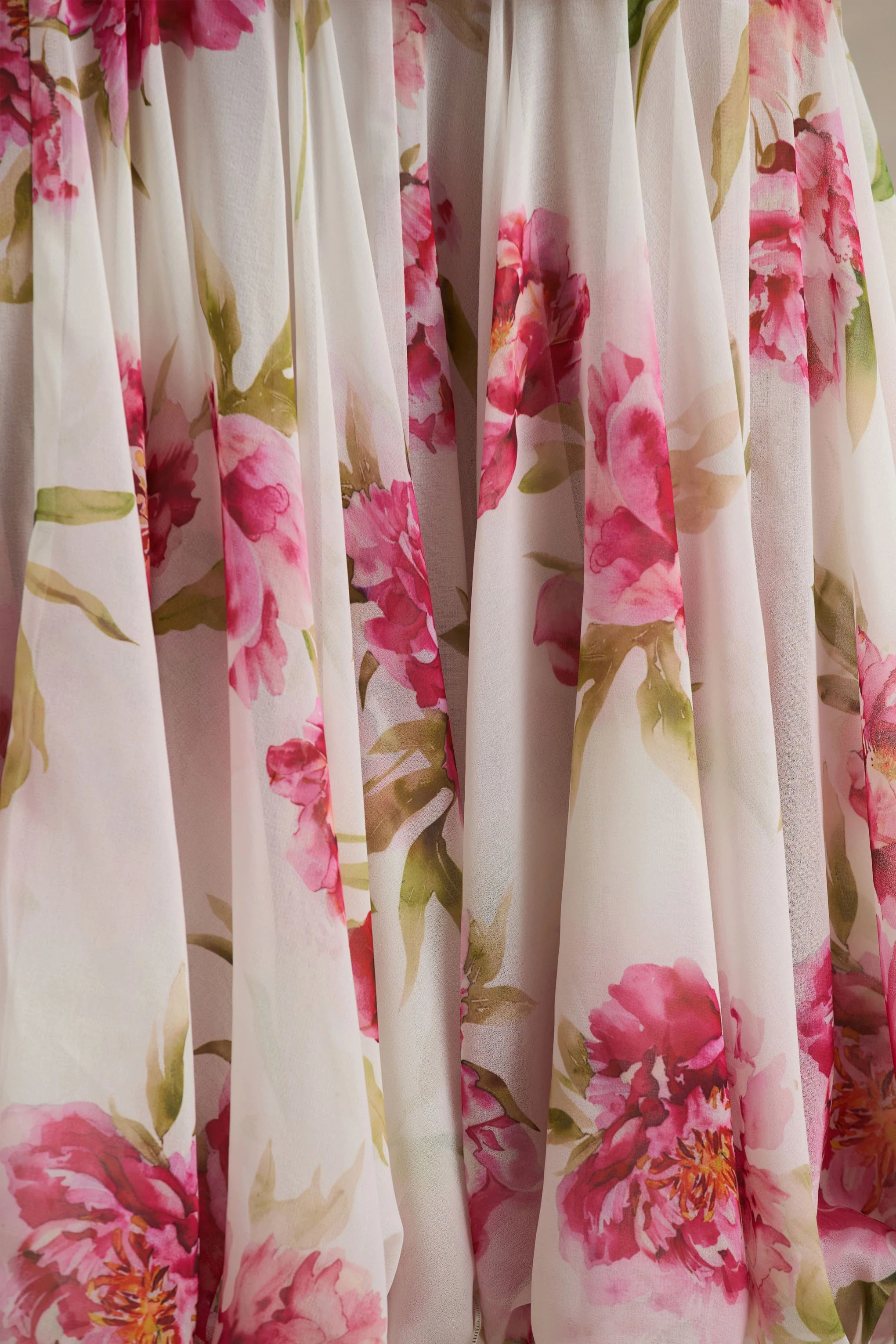 Madelyn Cream Floral Print Short Sleeve Bardot Wrap Maxi Dress With Ruching