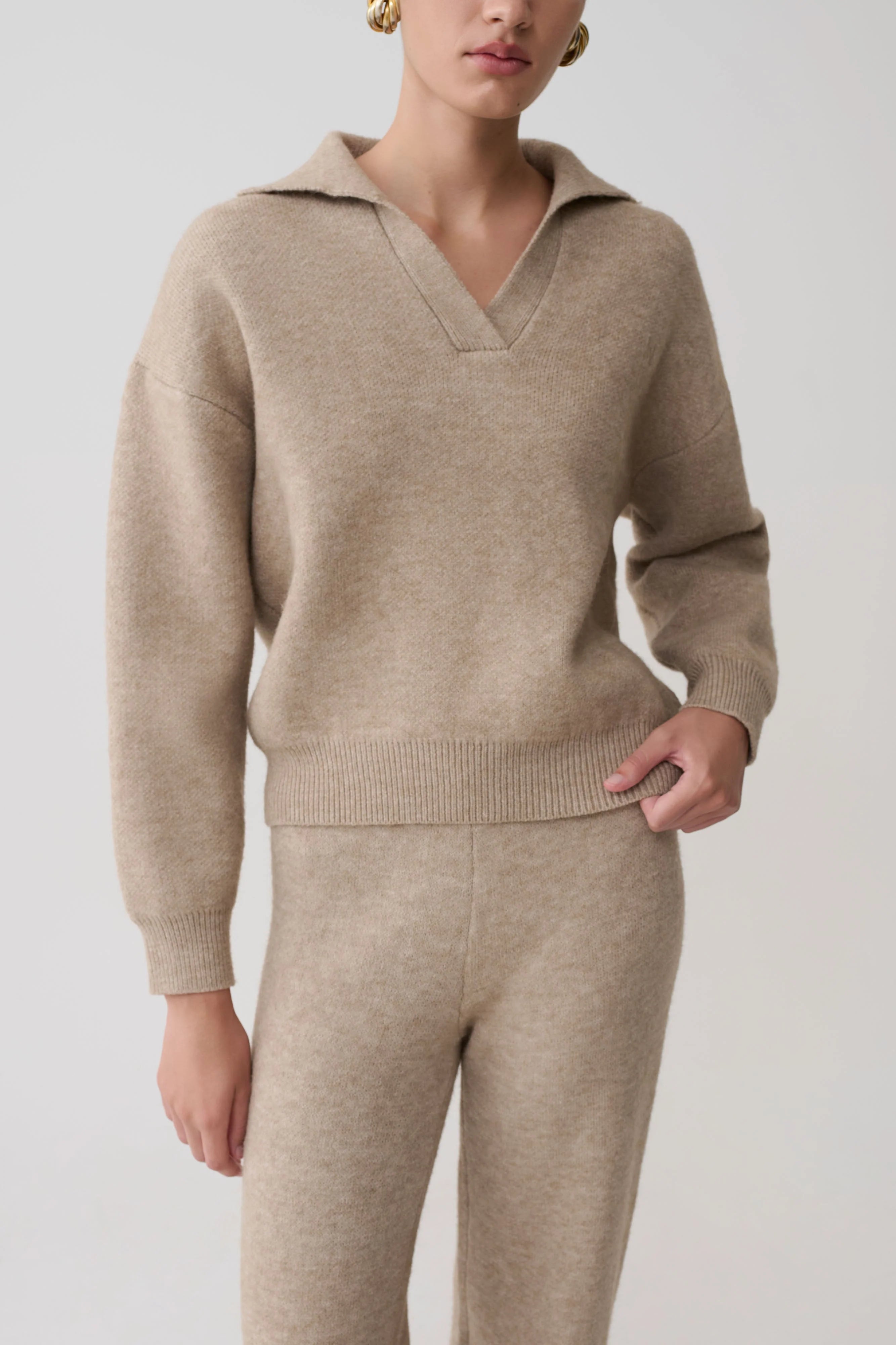 Luca Knit Jumper Beige Marle
