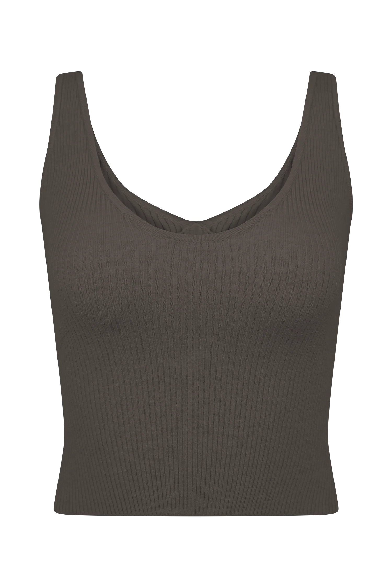 Natalya Ribbed Knit Cami Top Dark Chocolate