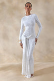 Evangela White Lace Crew Neck Maxi Dress With Wrap Detail
