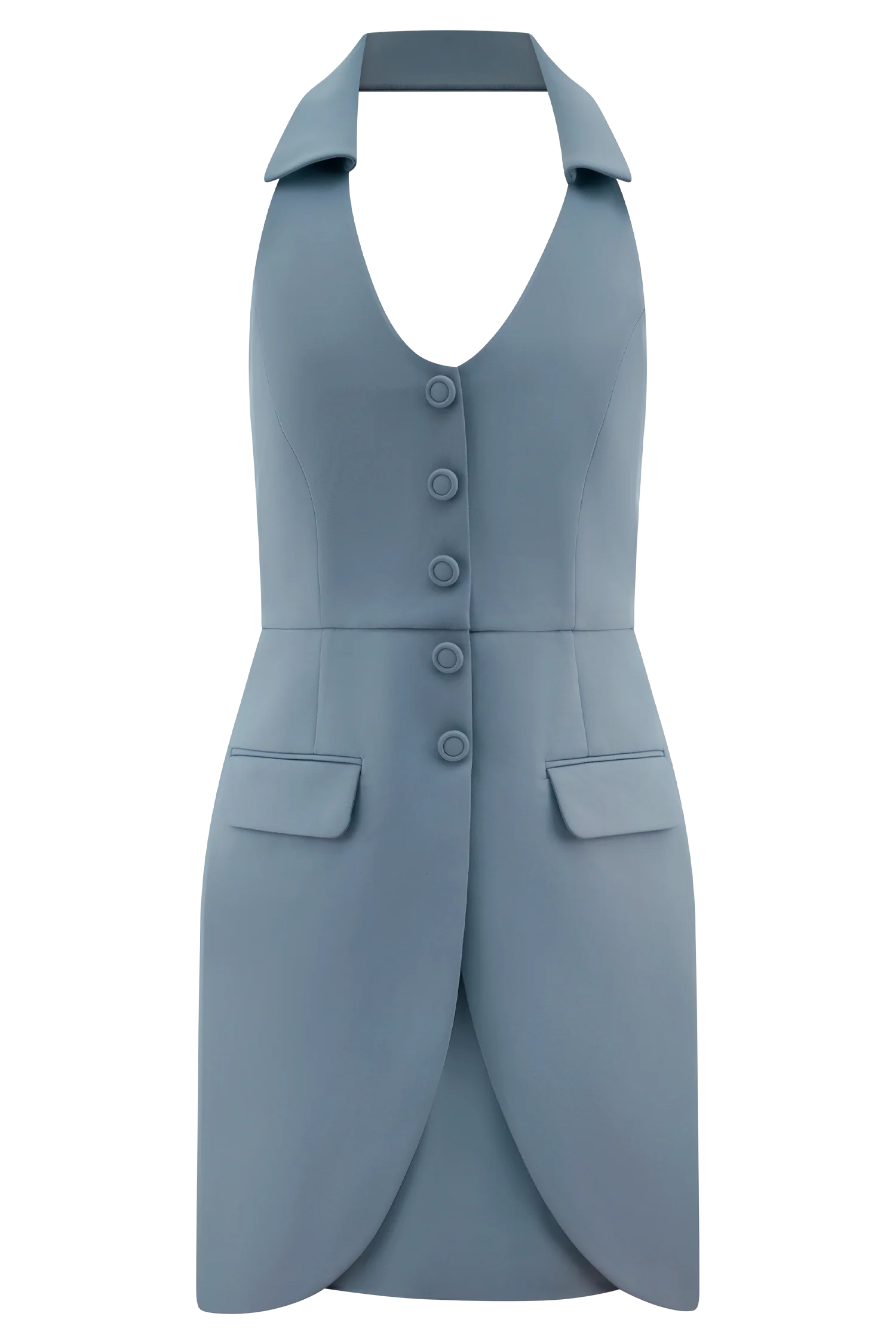 Ruth Cotton Halter Mini Dress Ocean Blue