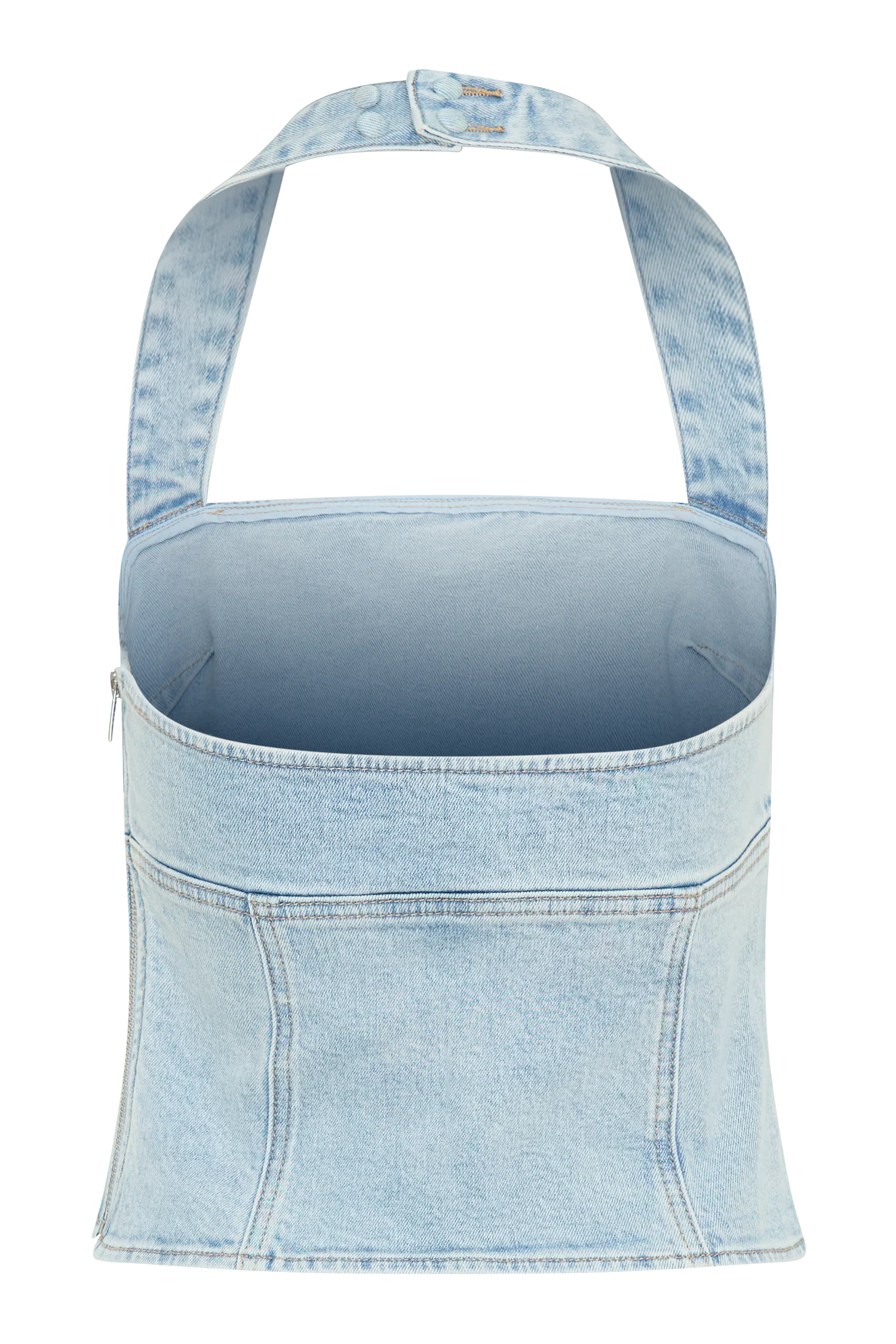 Dayna Denim Halter Top Light Blue