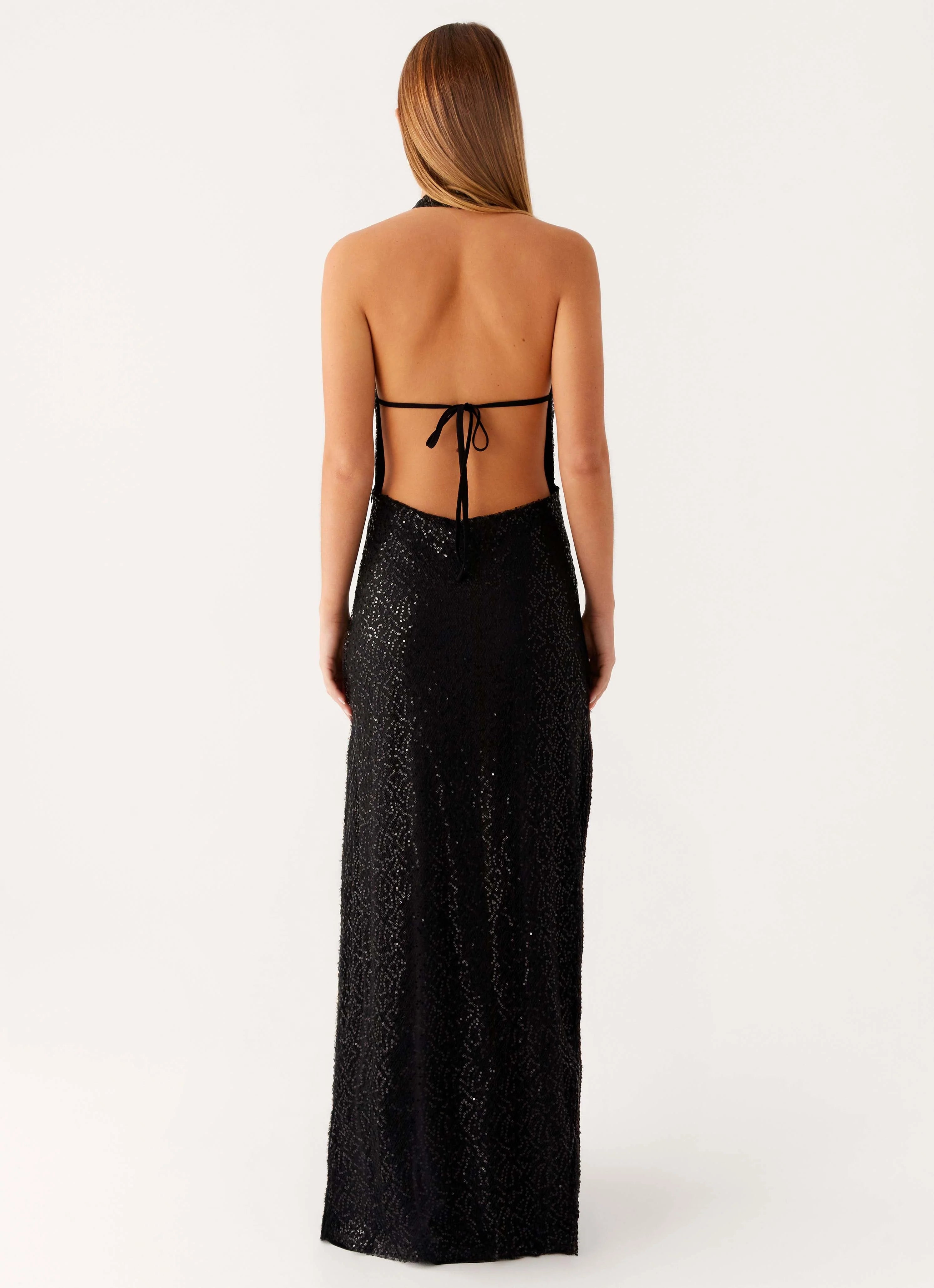 Empire Sequin Maxi Dress Black