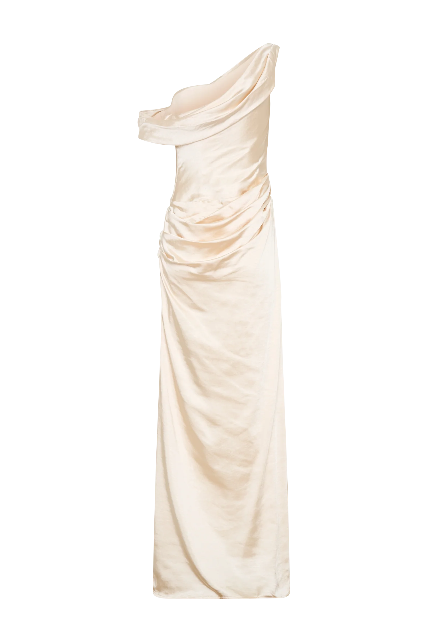 Dalia Off Shoulder Satin Maxi Dress Blush Gold