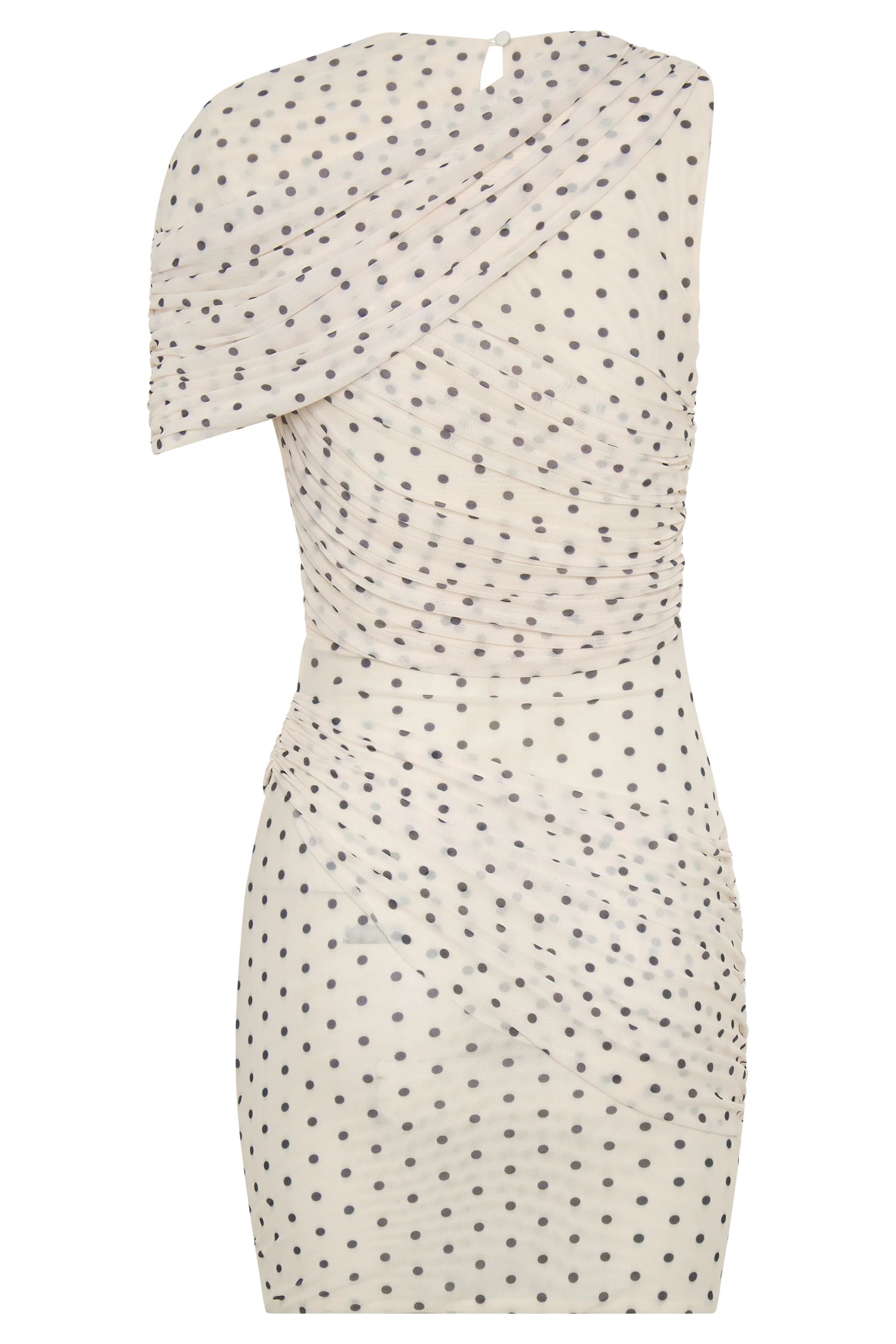 Adrienne One Shoulder Mesh Mini Dress Polka Dot