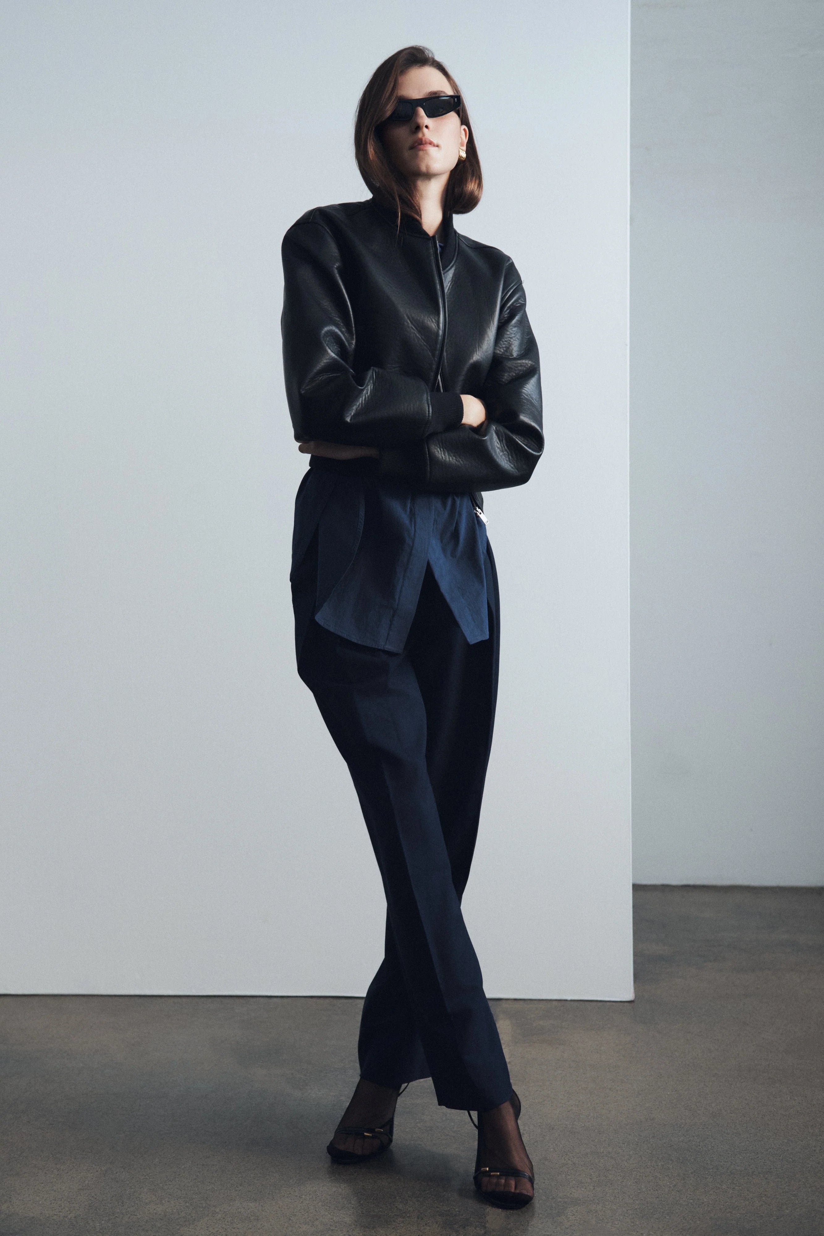 Codi Faux Leather Bomber Jacket Black