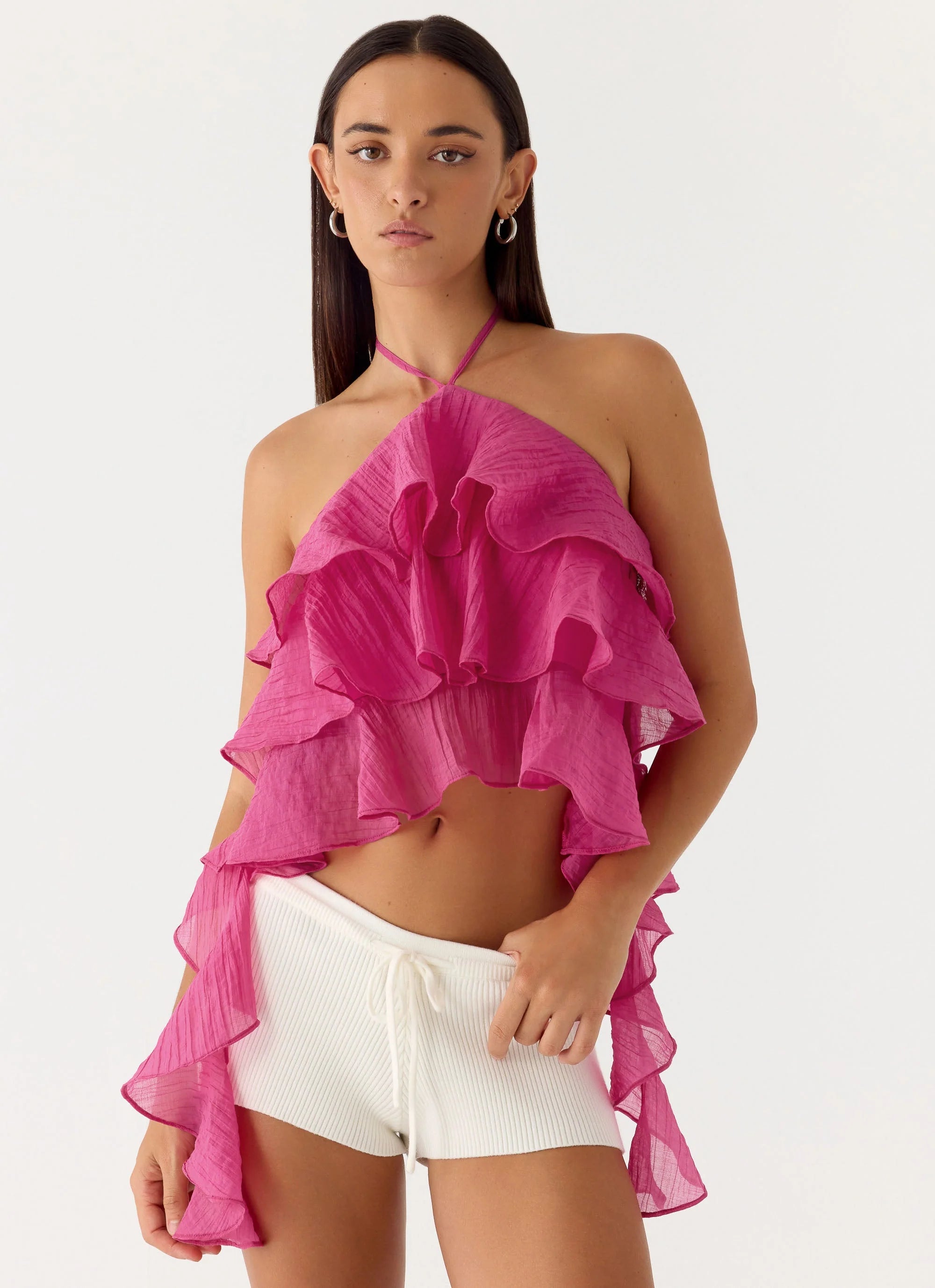 Inna Frill Halter Top Fuchsia
