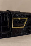 Jessica Faux Leather Crocodile Clutch Black