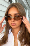 Otra Eyewear Jasmine Brown Gold Metal Frame Oval Sunglasses