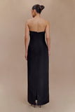 Cyrill Strapless Satin Structured Maxi Dress Black